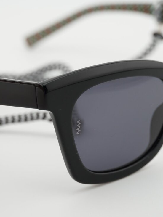 M Missoni MMI 0089/S 0807 IR Sunglasses Shiny Black Square Frame, Grey Lenses main image 3